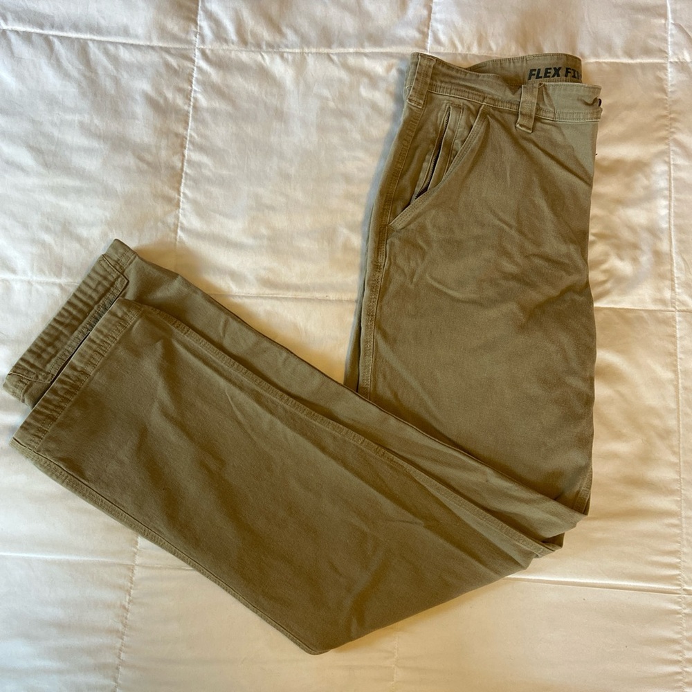 LIKE NEW Duluth Trading Co. Men's Tan Flex Fire Hose Utility Cargo Pants 36x34